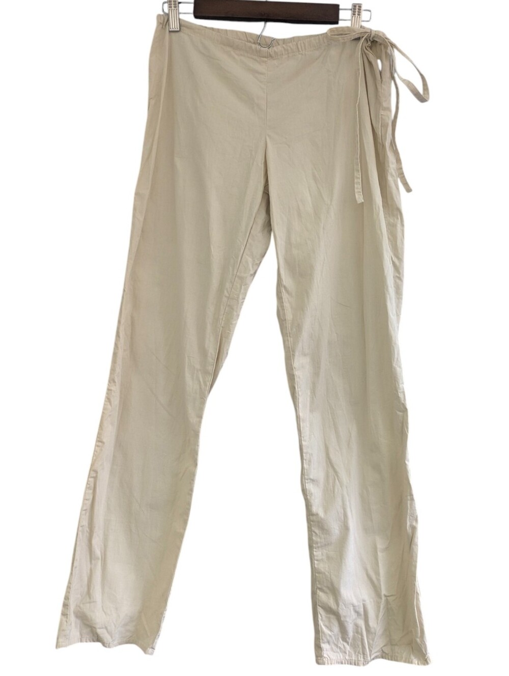 Brooke Callahan Cream Cotton Tie Waist Pants